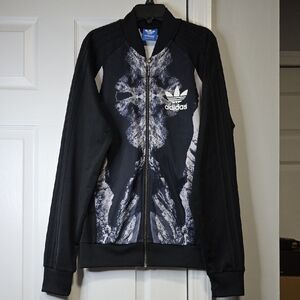 Adidas Women's Artistic Black and Gray Bomber Jacket